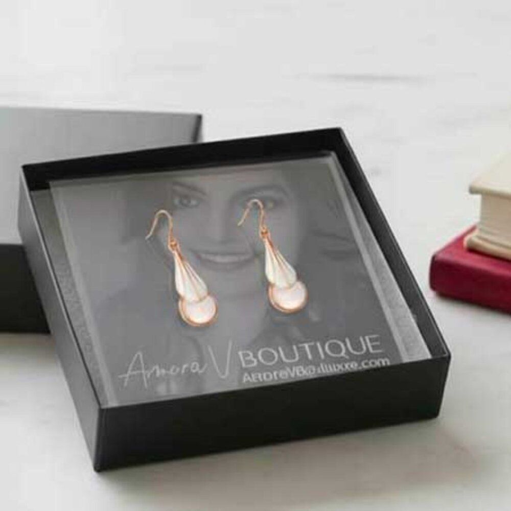 Ladies Pink Teardrop Earrings - Picture 6 of 8